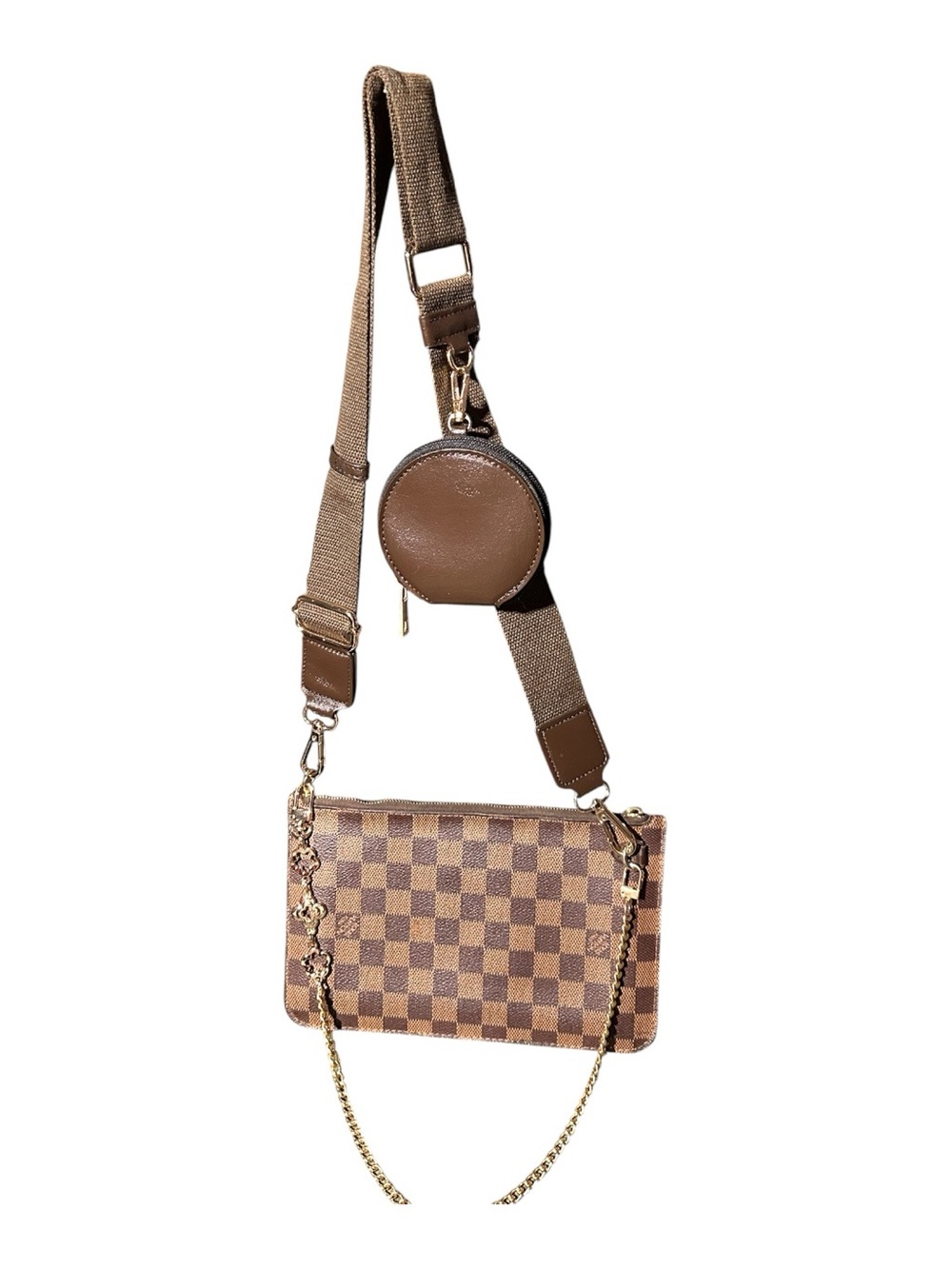 Authentic Louis Vuitton Neverfull Demier Pouch  With D-ring Conversion.